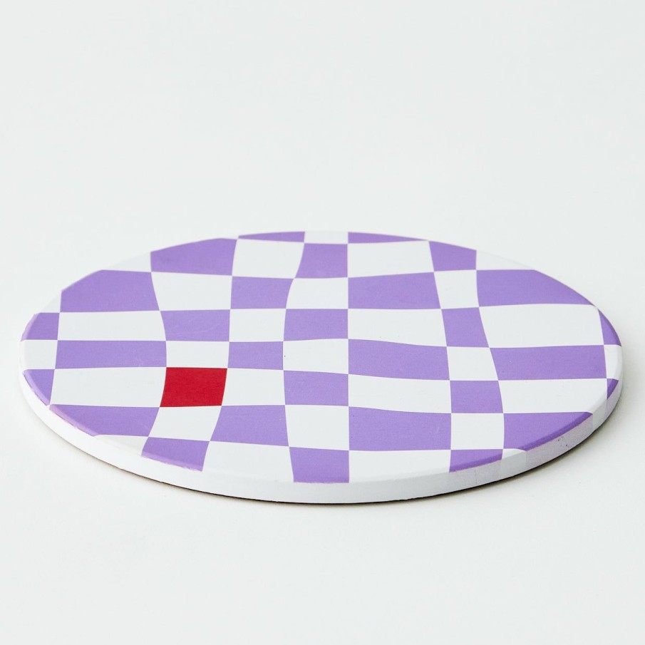 Kitchen & Serveware GigiandTom  | Abstract Check Ceramic Serving Mat Lilac Purple