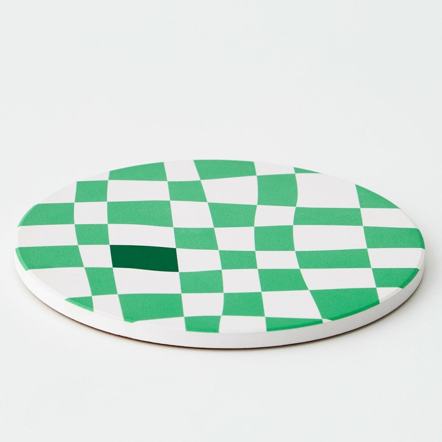 Kitchen & Serveware GigiandTom  | Abstract Check Ceramic Serving Mat Green